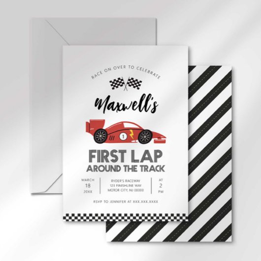 ファーストラップのまわりにザトラック誕生日招待状 招待状