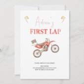 ファーストラップレッドダートバイク誕生日招待状 招待状 (正面)