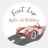 ファーストラップ レースカー 1歳の誕生日 ラウンドシール (正面)