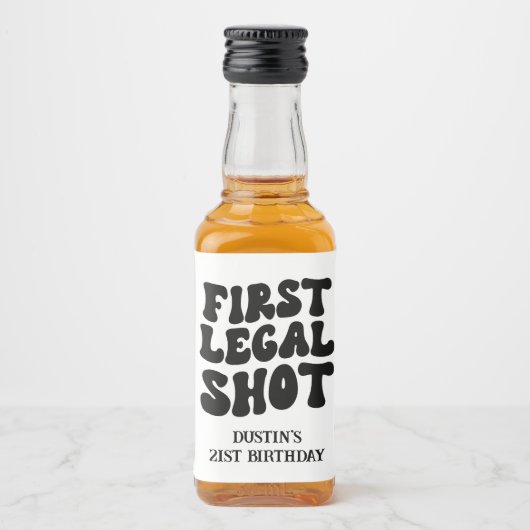 ファーストリーガルショットレトロブラックカスタム21歳 リキュールボトルラベル (正面)