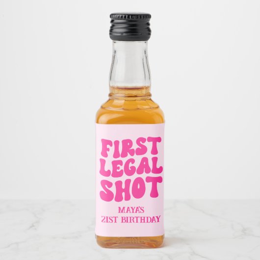 ファーストリーガルショットレトロホットピンク21歳 リキュールボトルラベル (正面)