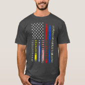 ファーストレスポンダースヒーローフラグナースEMS警察の火災 Tシャツ (正面)