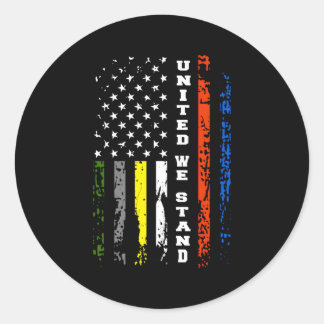 ファーストレスポンダー細線愛国的アメリカ国旗 ラウンドシール