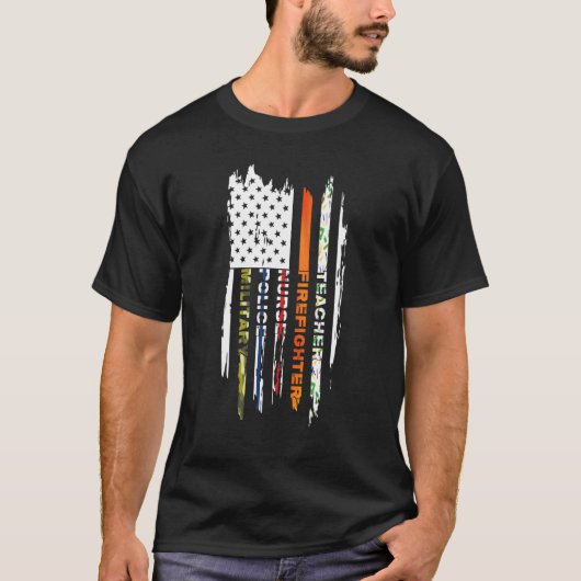 ファーストレスポンダー 先生 消防士 看護師 警察官 Tシャツ (正面)