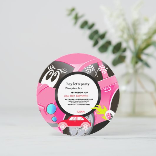 ファーストレースカーガールズ2nd誕生日パーティーサークル 招待状 (スタンド正面)