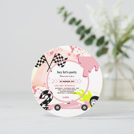 ファーストレースカーガールズ2nd誕生日パーティー 招待状 (スタンド正面)