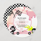 ファーストレースカーガールズ2nd誕生日パーティー 招待状 (正面/裏面)