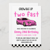 ファーストレースカーガール2nd誕生日パーティー 招待状 (正面/裏面)