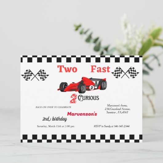 ファーストレースカーボーイズ2nd誕生日パーティー 招待状 (スタンド正面)