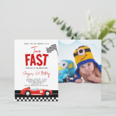 ファーストレースカーボーイフォト2nd誕生日パーティー 招待状 (スタンド正面)