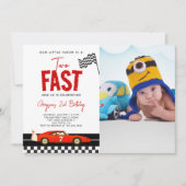 ファーストレースカーボーイフォト2nd誕生日パーティー 招待状 (正面)