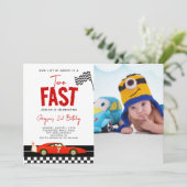 ファーストレースカーボーイフォト2nd誕生日パーティー 招待状 (スタンド正面)