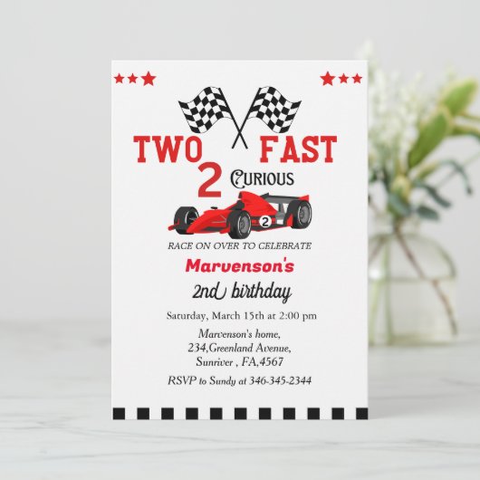 ファーストレースカーボーイ2歳の誕生日パーティー 招待状 (スタンド正面)