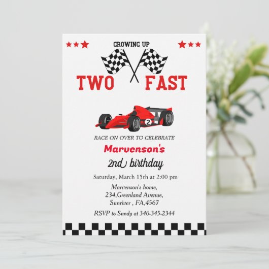 ファーストレースカーボーイ2歳の誕生日パーティー 招待状 (スタンド正面)