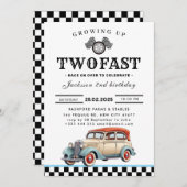 ファーストレースカー誕生日パーティーへの招待 招待状 (正面/裏面)