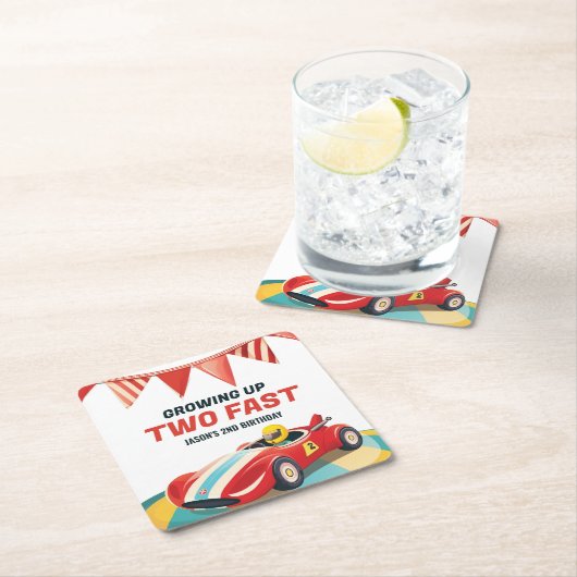 ファーストレースカー2nd誕生日 スクエアペーパーコースター (インサイチュ)