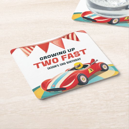 ファーストレースカー2nd誕生日 スクエアペーパーコースター (アングル)