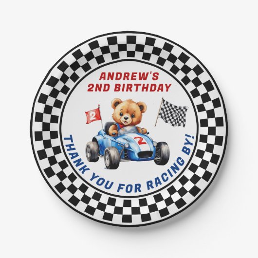 ファーストレースカー2nd誕生日 ペーパープレート (正面)