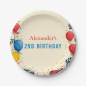 ファーストレースカー2nd誕生日 ペーパープレート (正面)