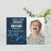ファーストレーンレースカー誕生日招待状と写真 招待状 (スタンド正面)