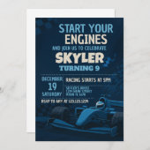 ファーストレーンレースカー誕生日招待状 招待状 (正面/裏面)