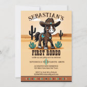 ファーストロデオかわいいカウボーイベビー馬の誕生日パーティー 招待状 (正面)