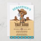 ファーストロデオかわいいカウボーイベビー馬の誕生日パーティー 招待状 (正面)