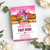 ファーストロデオかわいい女性のカーボーイベビー馬の誕生日パーティー 招待状