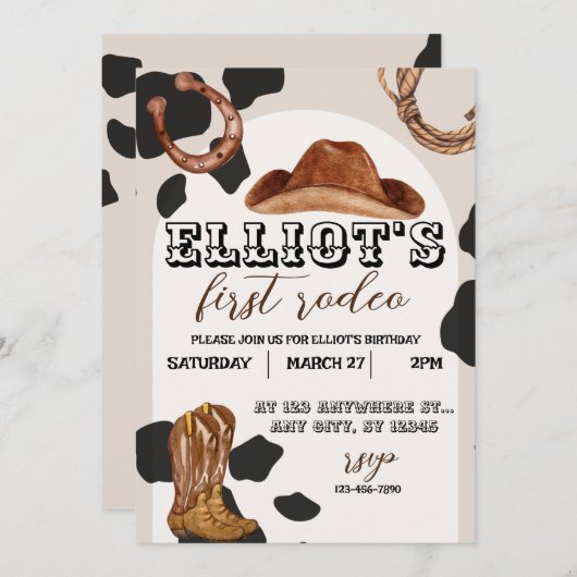 ファーストロデオウェスタンカウボーイ招待状 招待状 (正面/裏面)