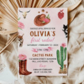 ファーストロデオウェスタン女性のカーボーイ誕生日招待状 招待状