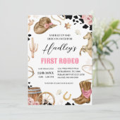 ファーストロデオウェスタン女性のカーボーイ誕生日招待状 招待状 (スタンド正面)