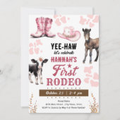 ファーストロデオウェスタン誕生日ガール 招待状 (正面)