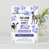 ファーストロデオウェスタン誕生日ブルー 招待状 (スタンド正面)