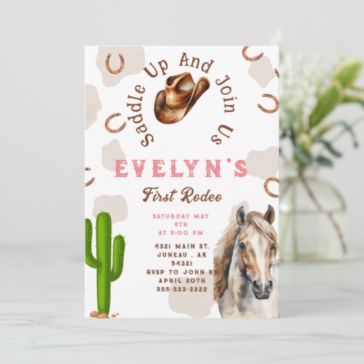 ファーストロデオウェスタン馬カウボーイハットサボテン 招待状 (スタンド正面)