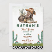 ファーストロデオウェスタン馬カウボーイハットサボテン 招待状 (正面)