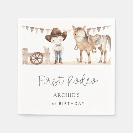 ファーストロデオウェスタン1日の誕生日 スタンダードカクテルナプキン (正面)
