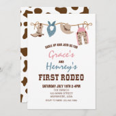 ファーストロデオウエスタンカウボーイファースト誕生日インビタティ 招待状 (正面/裏面)