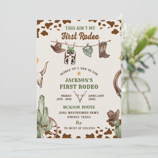 ファーストロデオウエスタンカウボーイファースト誕生日 招待状 (スタンド正面)