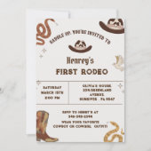 ファーストロデオウエスタンカウボーイファースト誕生日 招待状 (正面)