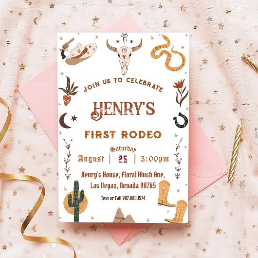 ファーストロデオウエスタンカウボーイファースト誕生日 招待状