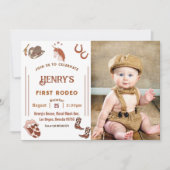 ファーストロデオウエスタンカウボーイファースト誕生日 招待状 (正面)