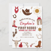 ファーストロデオウエスタンカウボーイファースト誕生日 招待状 (正面)