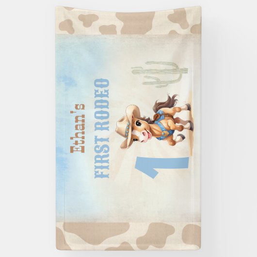 ファーストロデオウエスタンカウボーイホース誕生日ボーイ 横断幕 (縦)