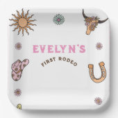 ファーストロデオウエスタンカウボーイボホ誕生日 ペーパープレート (正面)