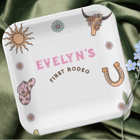 ファーストロデオウエスタンカウボーイボホ誕生日 ペーパープレート