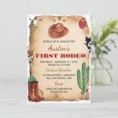 ファーストロデオウエスタンカウボーイ誕生日招待状 招待状 (スタンド正面)