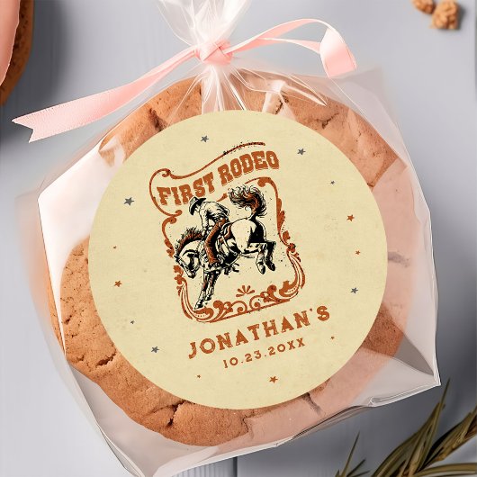 ファーストロデオウエスタンカウボーイ誕生日 ラウンドシール