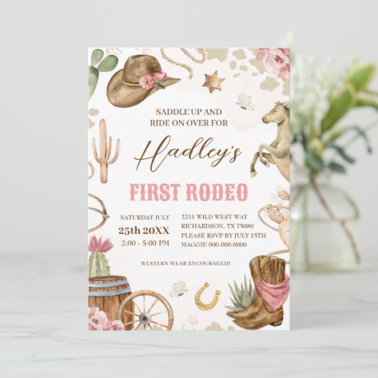 ファーストロデオウエスタンカウボーイ1st誕生日招待状 招待状 (スタンド正面)