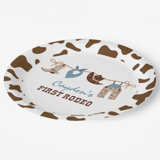 ファーストロデオウエスタンカウボーイ1st誕生日紙プラット ペーパープレート (アングル)