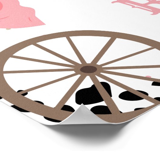 ファーストロデオウエスタンガールファースト誕生日ウェルカム ポスター (角)